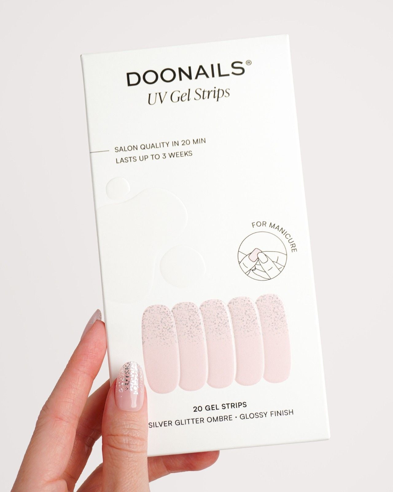 Silver Glitter Ombre Gel Strips - Doonails Netherlands
