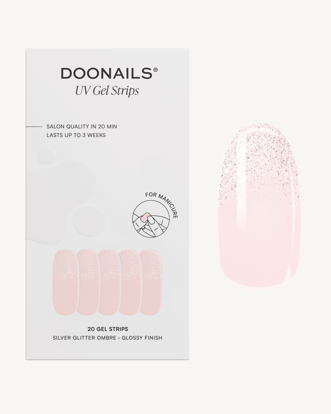 Silver Glitter Ombre Gel Strips - Doonails Netherlands