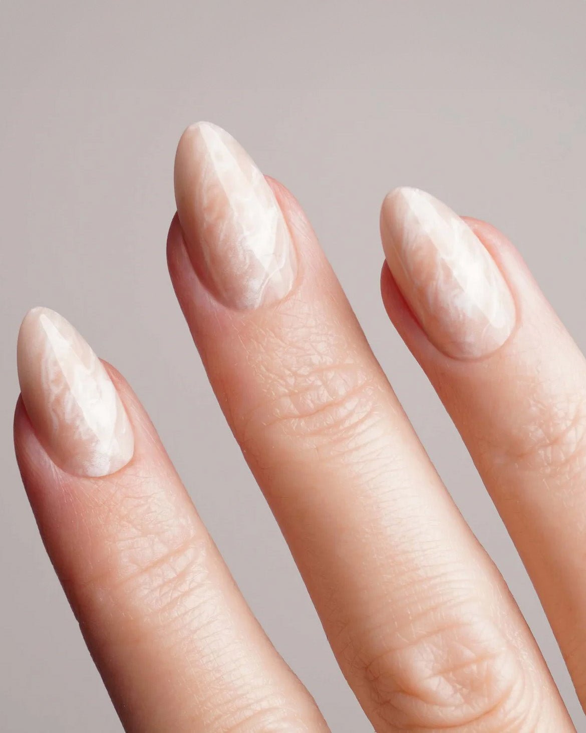 Nude Marble Short Almond Soft Gel Press Ons - Doonails Netherlands
