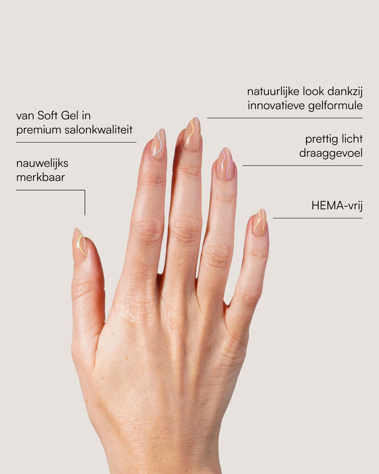 Pastel Swirl Short Almond Soft Gel Press Ons - Doonails Netherlands