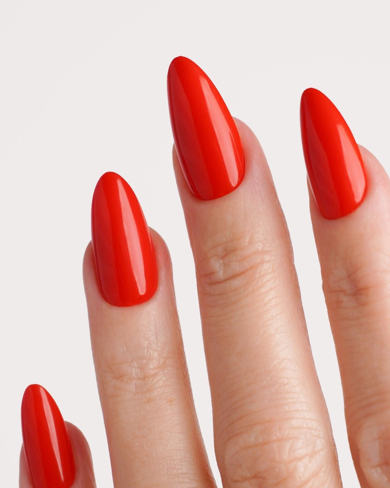 Rose Red Medium Almond Soft Gel Press Ons - Doonails Netherlands