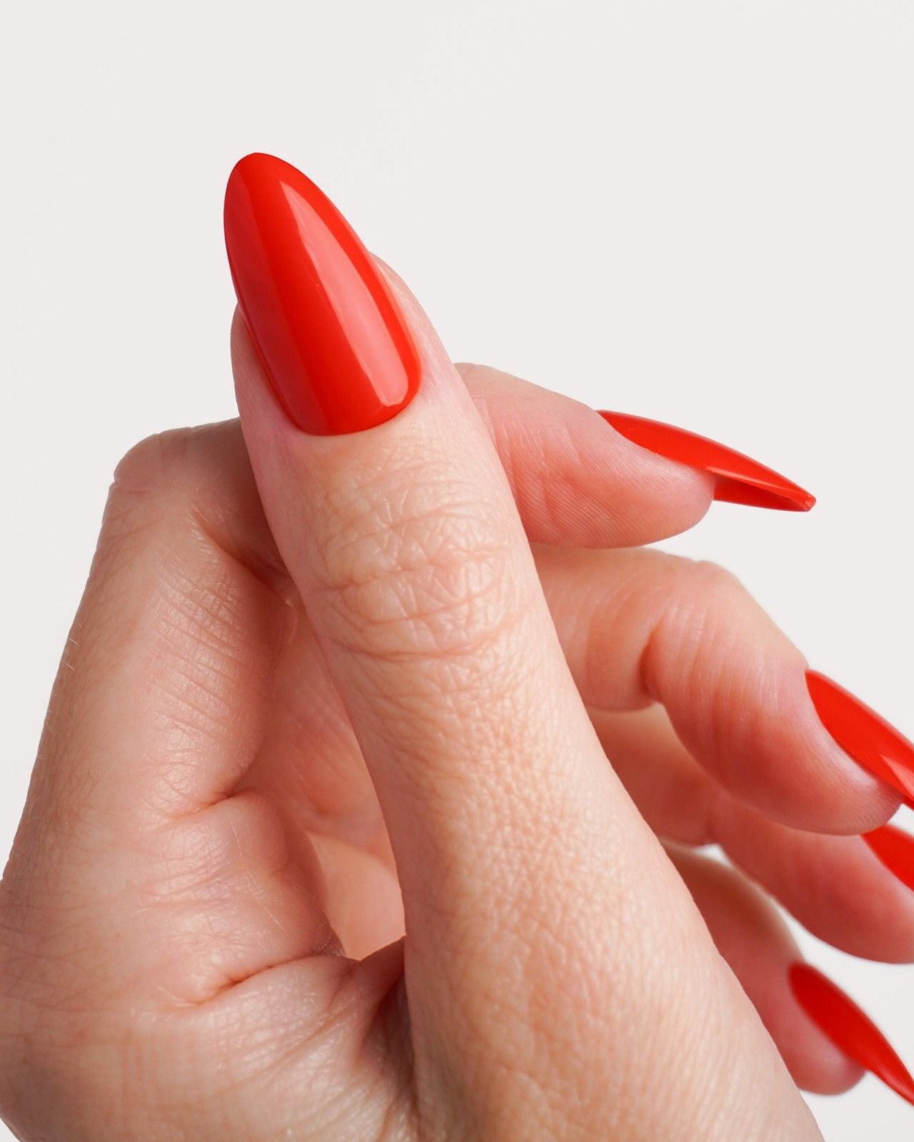 Rose Red Medium Almond Soft Gel Press Ons - Doonails Netherlands