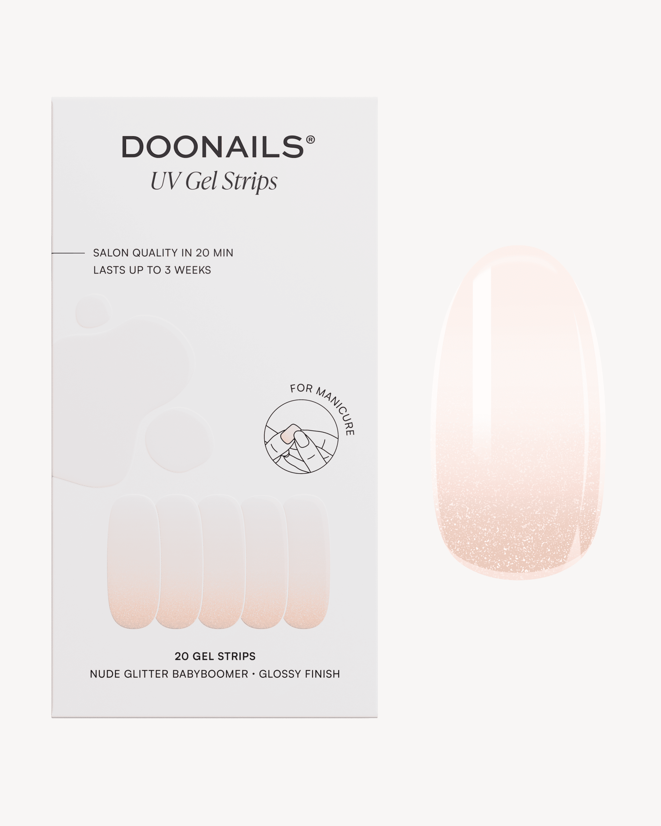 Nude Glitter Babyboomer Gel Strips - Doonails Netherlands