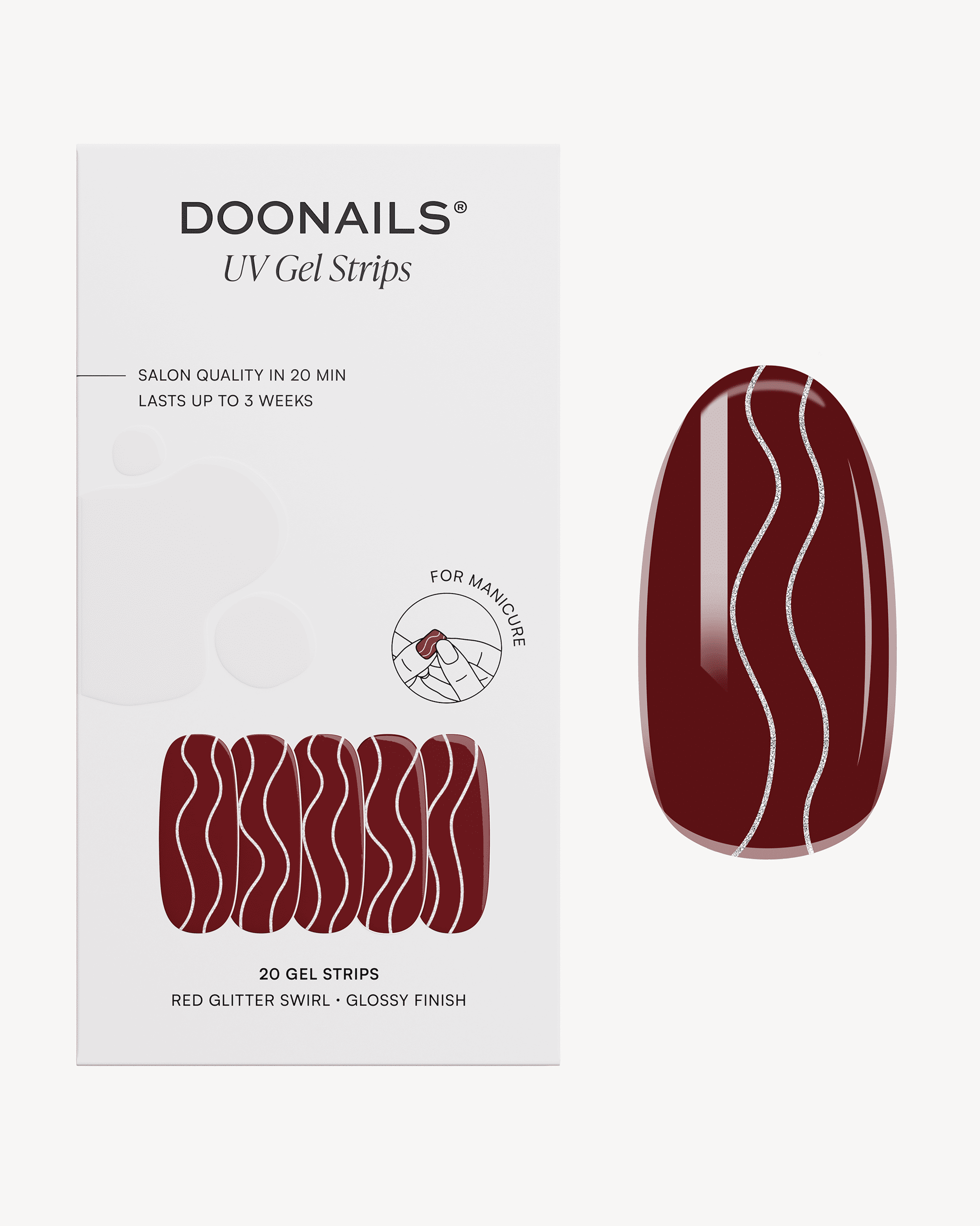 Red Glitter Swirl Gel Strips - Doonails Netherlands