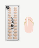 Golden French Medium Round Soft Gel Press Ons - Doonails Netherlandsdoonails