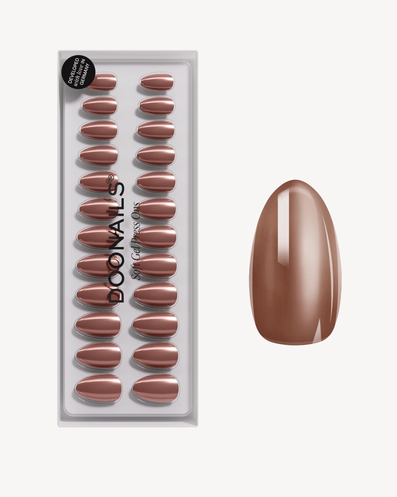 Glazed Chocolate Short Almond Soft Gel Press Ons - Doonails Netherlands