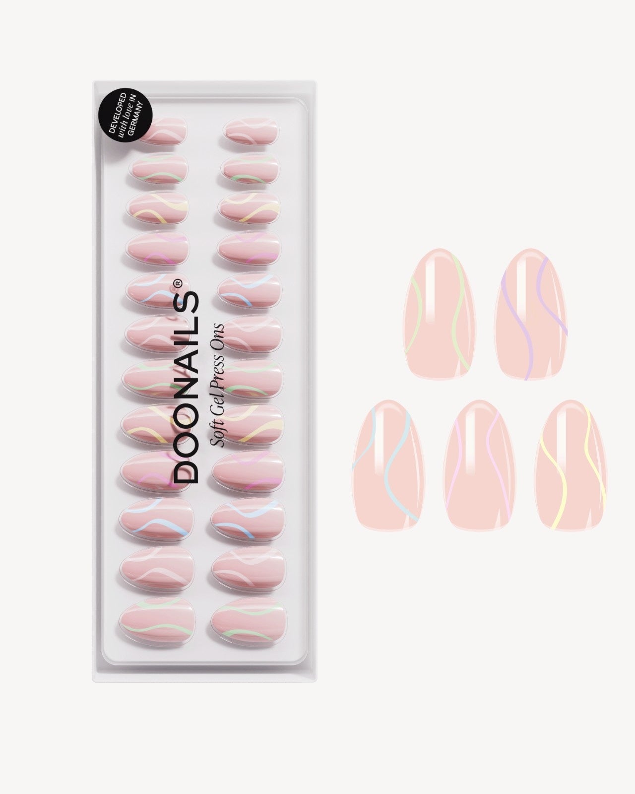 Pastel Swirl Short Almond Soft Gel Press Ons - Doonails Netherlands
