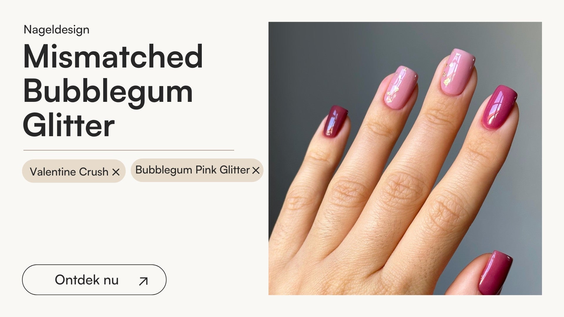 Mismatched Bubblegum Glitter - Doonails Netherlands