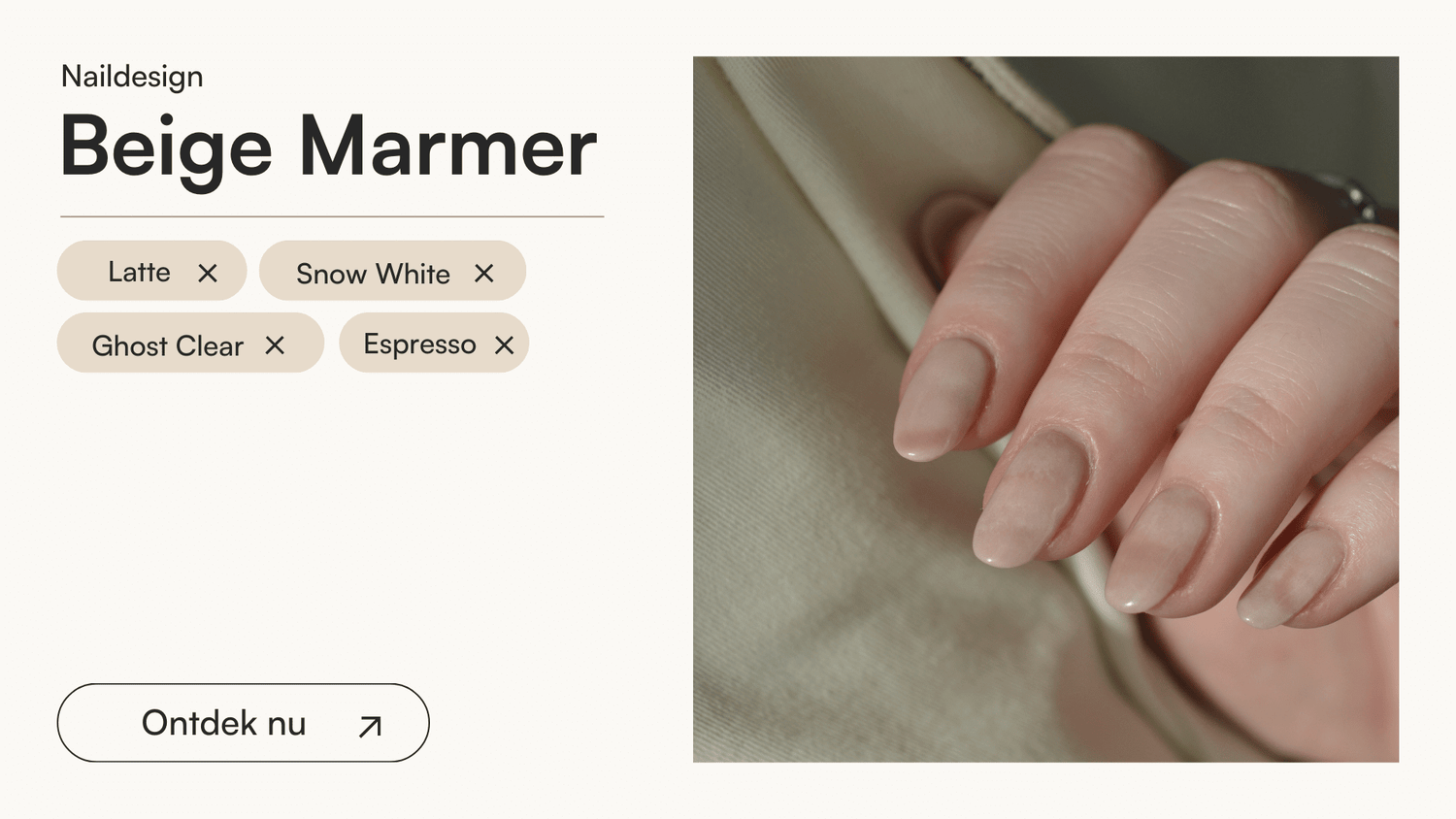 Beige Marmer Nagels - Doonails Netherlands