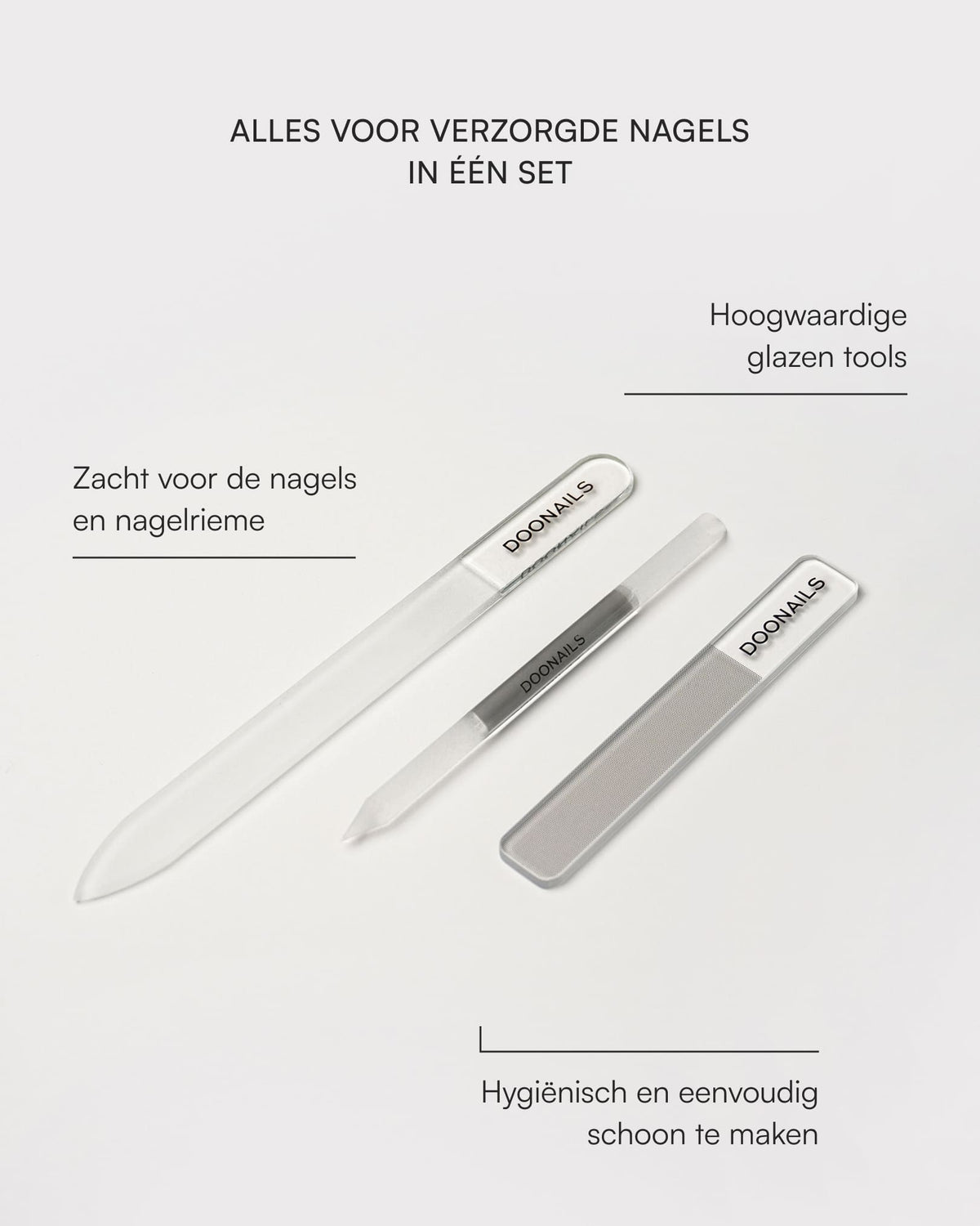 Glazen tools setdoonails