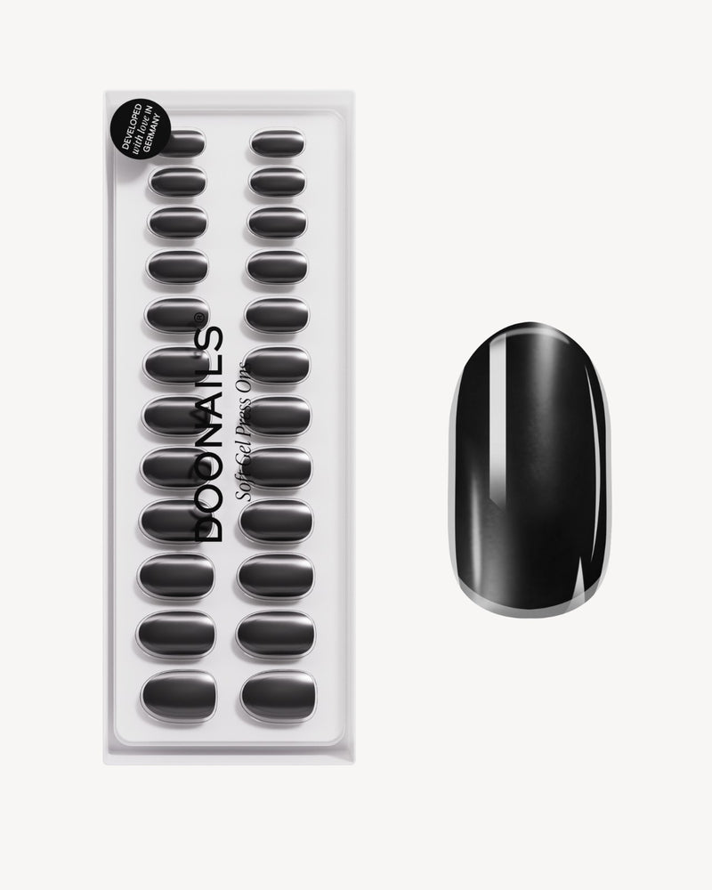 Black Pearl Medium Round Soft Gel Press Ons - Doonails Netherlands