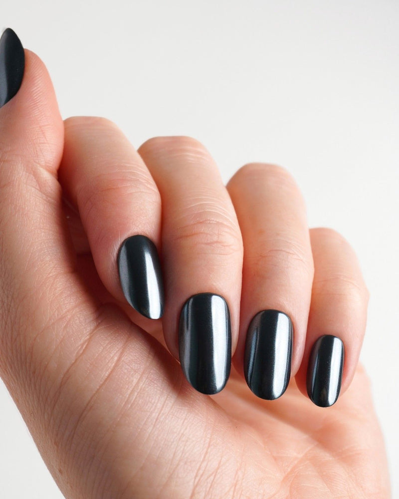 Black Pearl Medium Round Soft Gel Press Ons - Doonails Netherlands