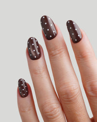 Brown Polka Dots Medium Round Soft Gel Press Ons