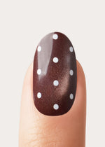 Brown Polka Dots Medium Round Soft Gel Press Ons