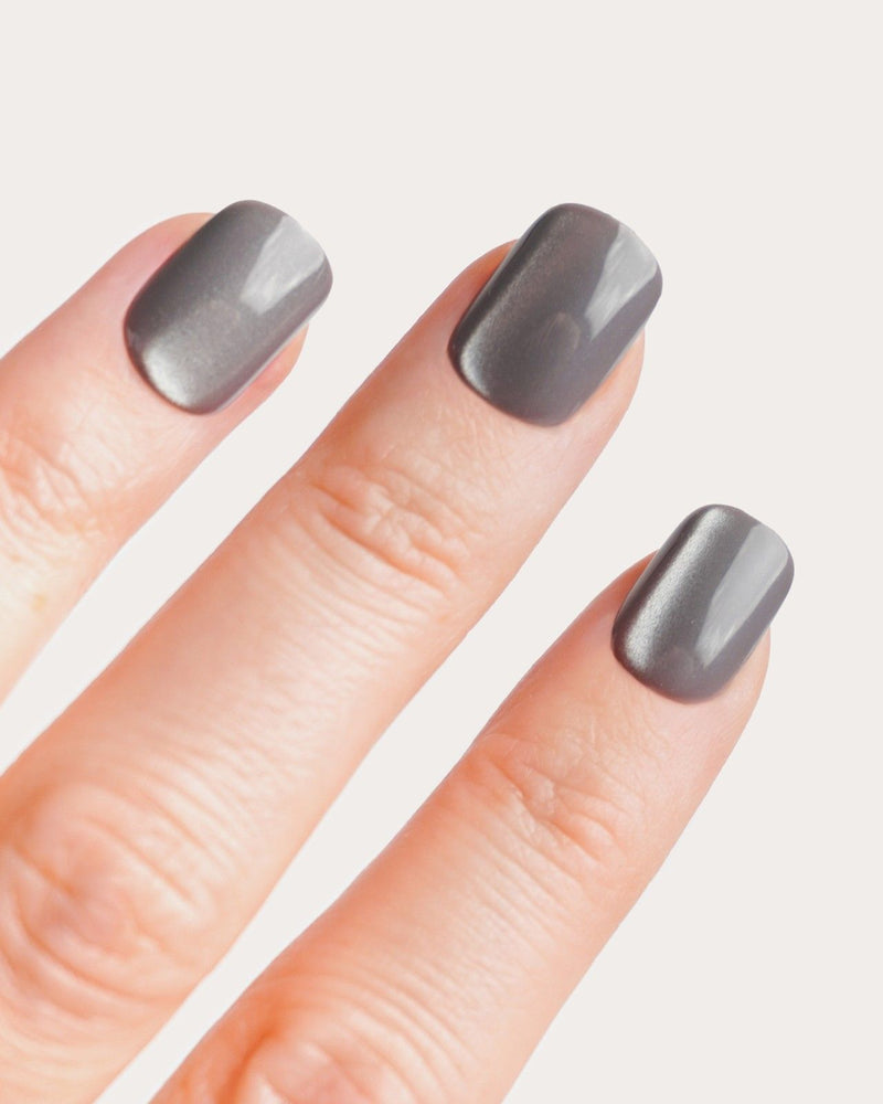 Glass Grey Cat Eye Extra Short Square Soft Gel Press Ons