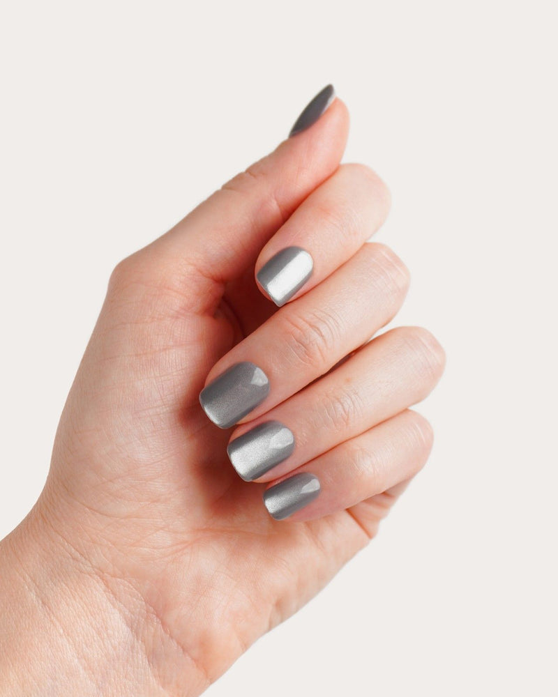 Glass Grey Cat Eye Extra Short Square Soft Gel Press Ons
