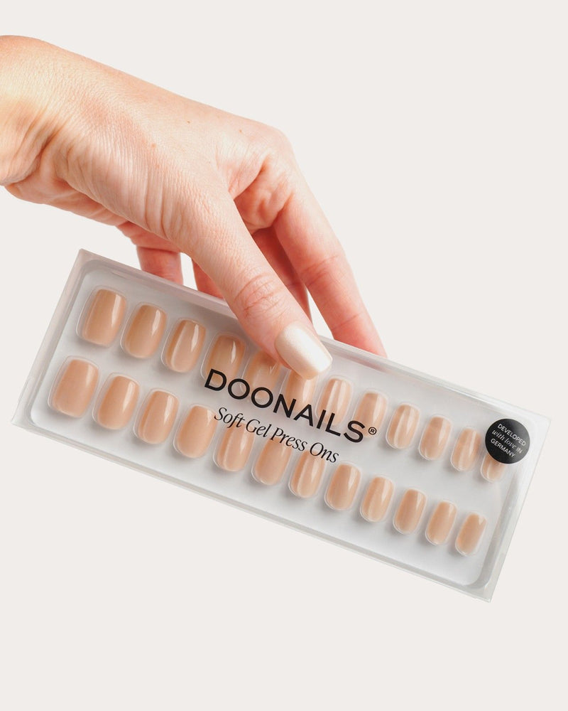 Glass Nude Cat Eye Short Square Soft Gel Press Ons