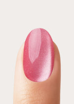 Glass Pink Cat Eye Short Round Soft Gel Press Ons