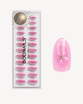 Glazed Pink Lotus Short Almond Soft Gel Press Onsdoonails