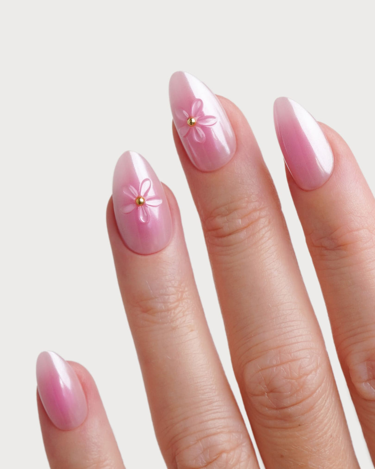 Glazed Pink Lotus Short Almond Soft Gel Press Ons