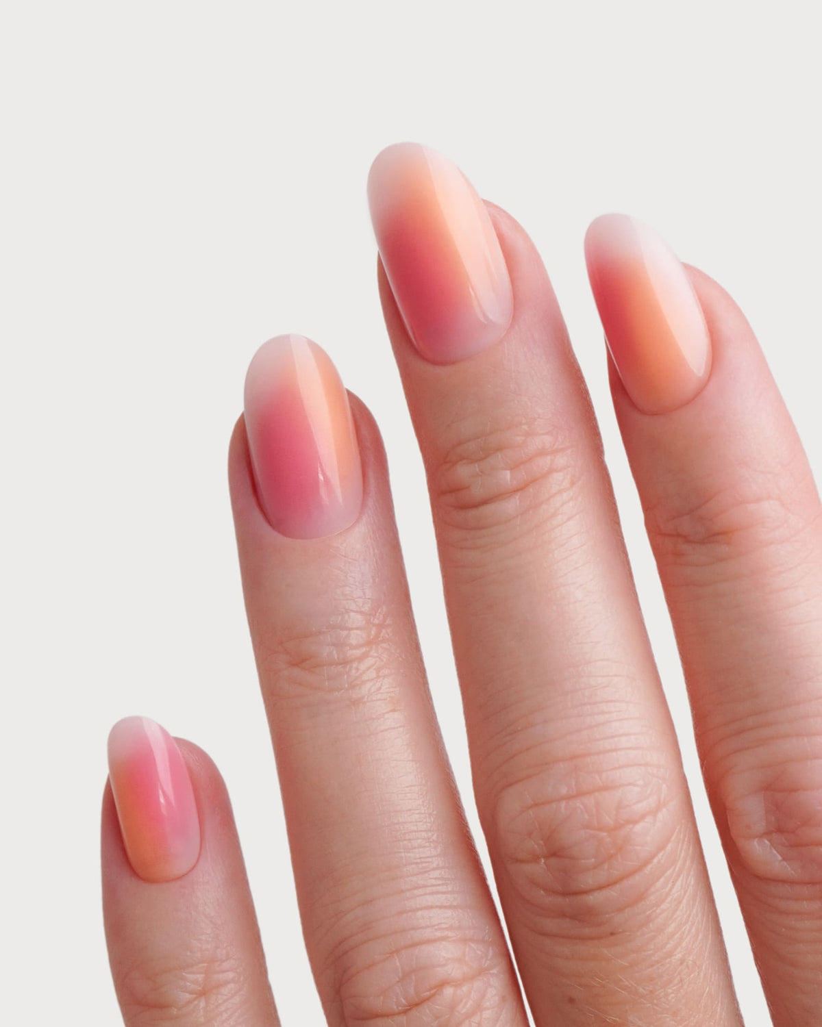 Orange Pink Aura Medium Round Soft Gel Press Ons