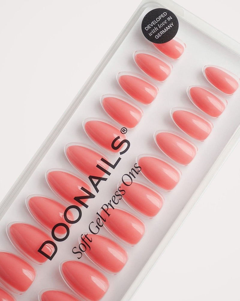Peach Please Short Almond Soft Gel Press Ons - Doonails Netherlands