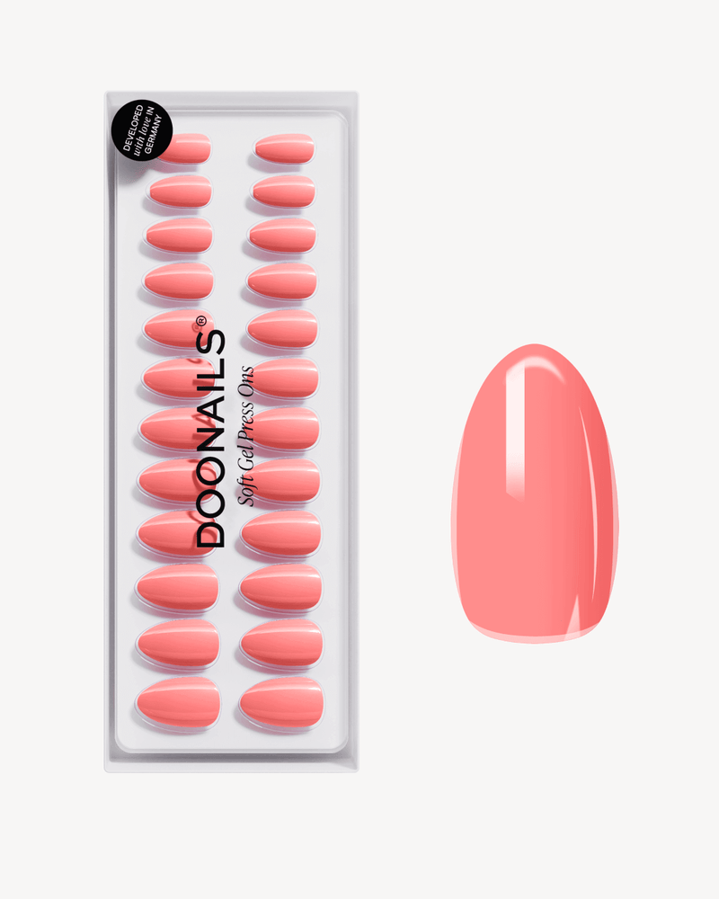 Peach Please Short Almond Soft Gel Press Ons - Doonails Netherlands
