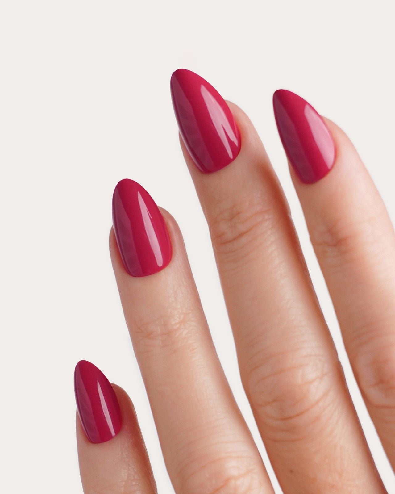 Raspberry Short Almond Soft Gel Press Ons 