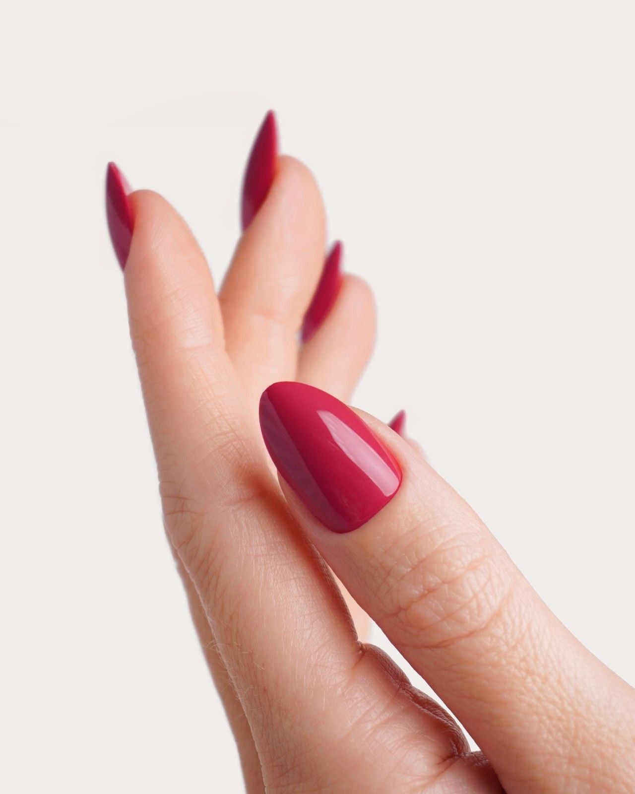 Raspberry Short Almond Soft Gel Press Ons 