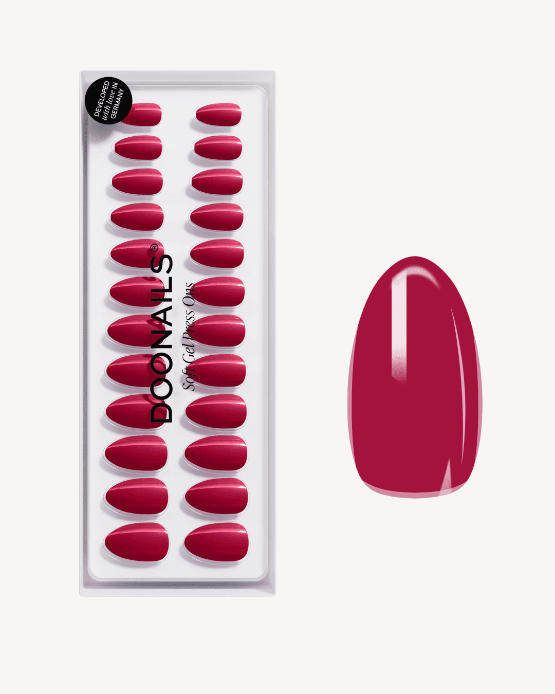 Raspberry Short Almond Soft Gel Press Ons doonails