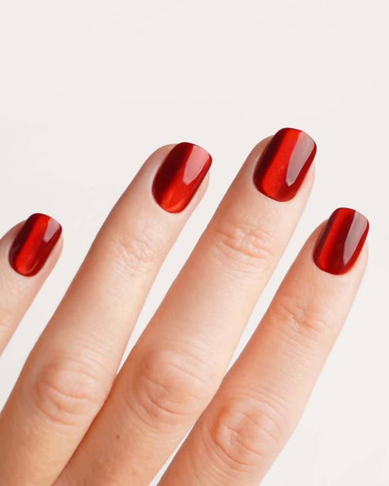 Red Cat Eye Extra Short Square Soft Gel Press Ons - Doonails Netherlands