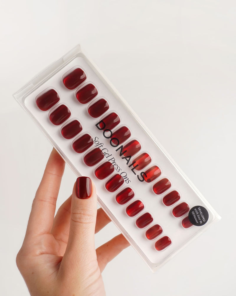Red Cat Eye Extra Short Square Soft Gel Press Ons - Doonails Netherlands