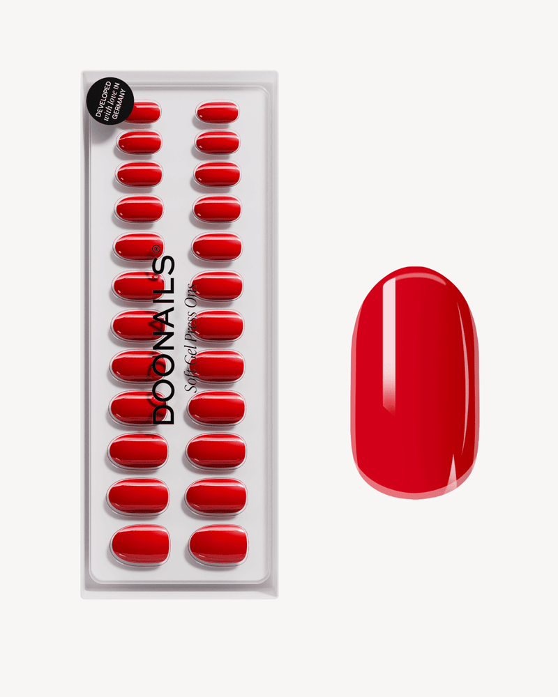 Rose Red Medium Round Soft Gel Press Ons