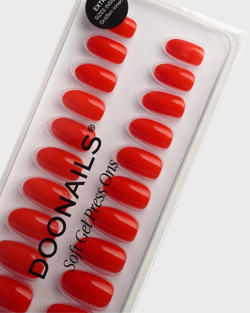 Rose Red Medium Round Soft Gel Press Ons