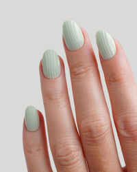 Sage Ribbed Short Round Soft Gel Press Ons
