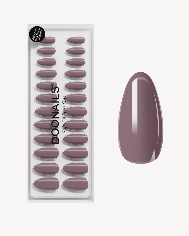 Silent Night Mauve Medium Almond Soft Gel Press Ons