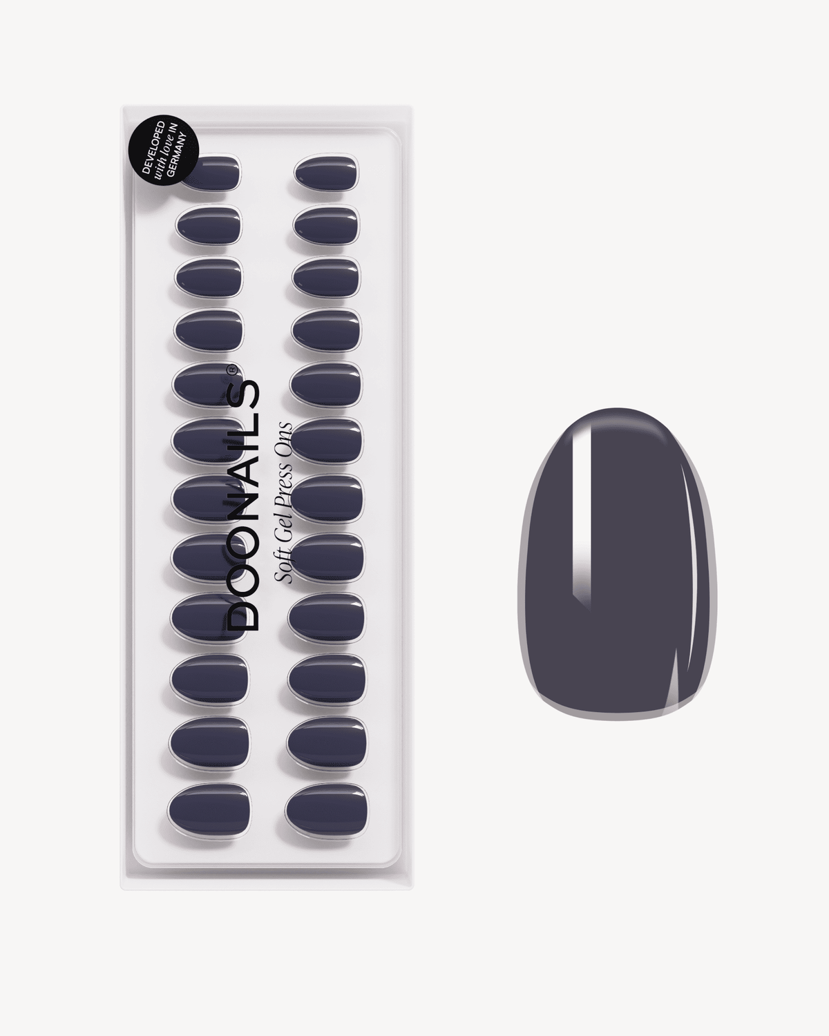 Stormy Grey Short Round Soft Gel Press Ons - Doonails Netherlands