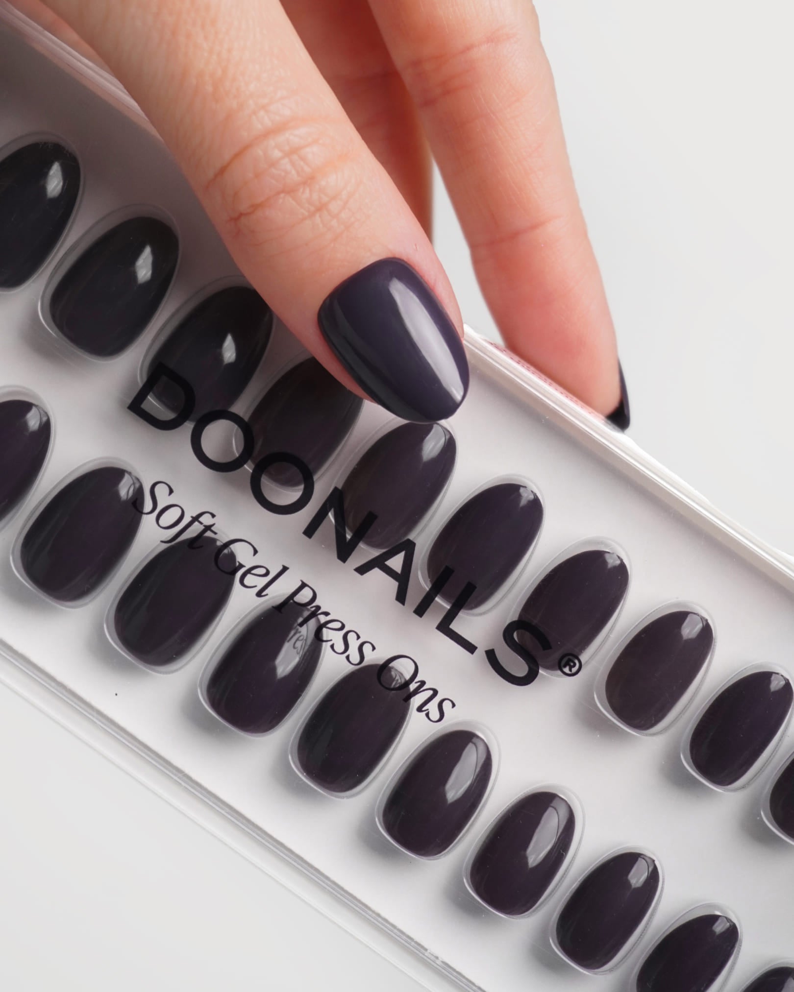 Stormy Grey Short Round Soft Gel Press Ons - Doonails Netherlands