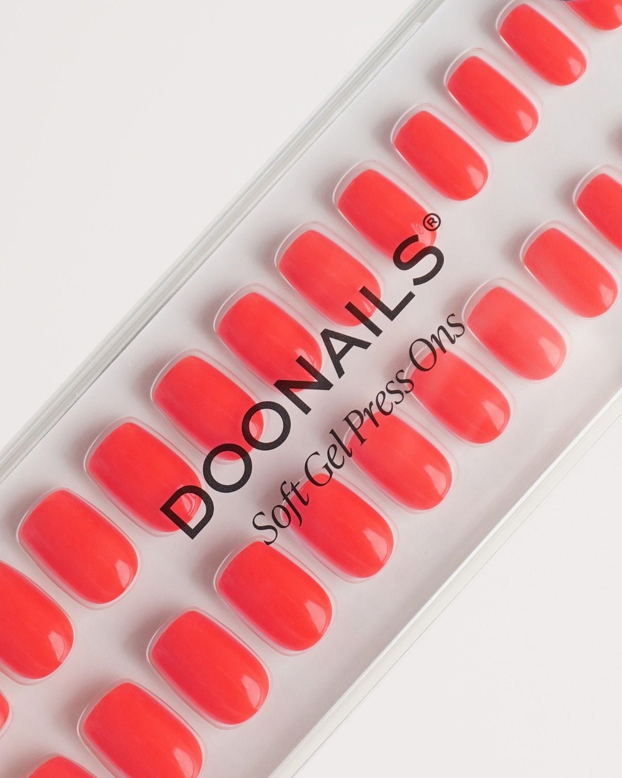 Sunset Coral Short Square Soft Gel Press Ons - Doonails Netherlands