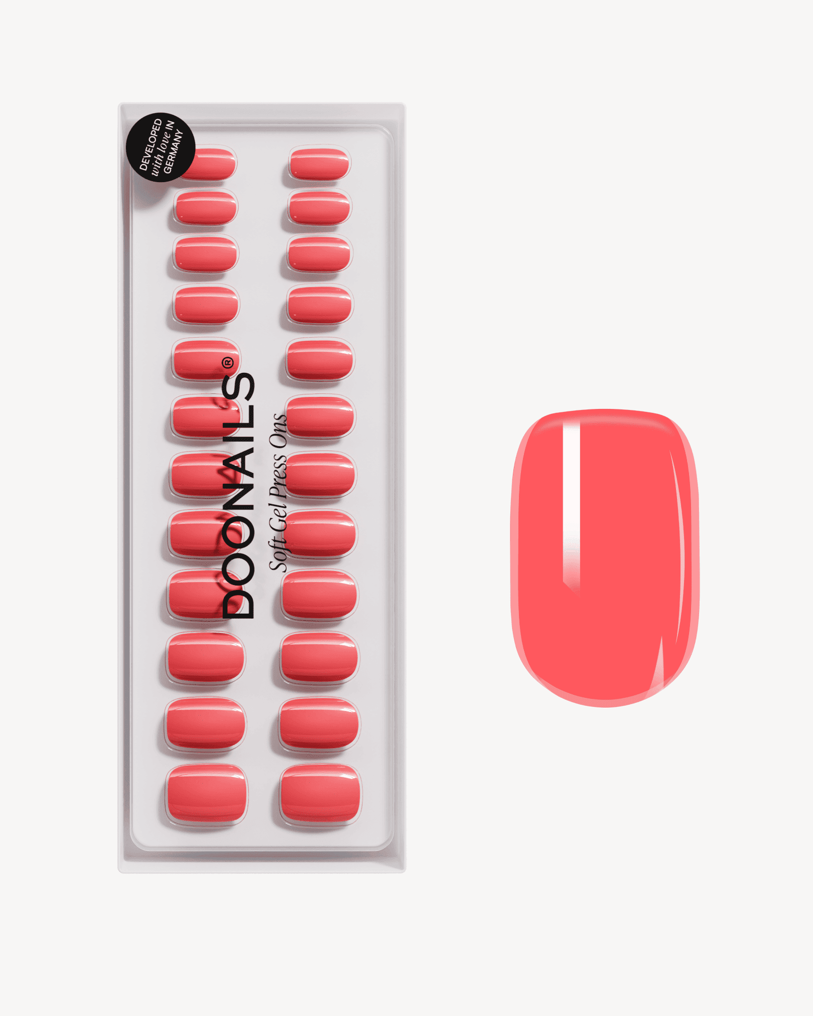 Sunset Coral Short Square Soft Gel Press Ons - Doonails Netherlands