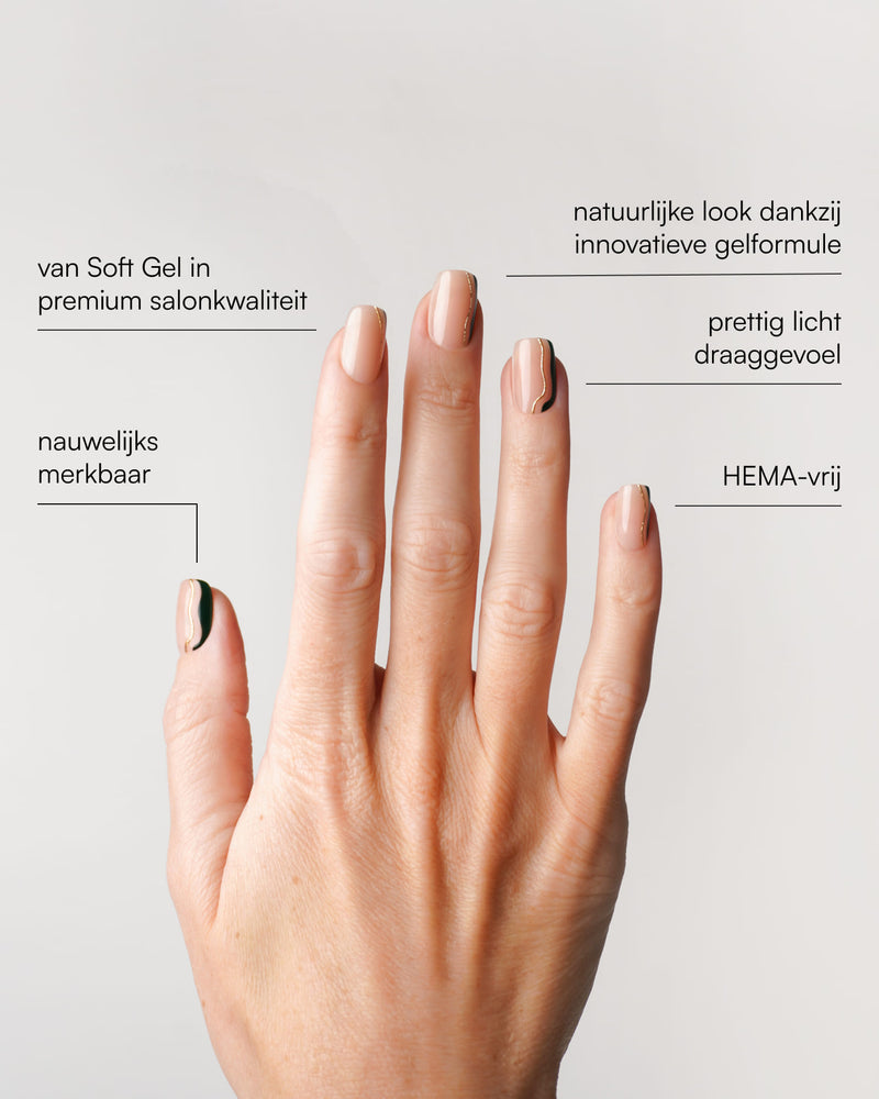Gold Green Slate Swirl Short Square Soft Gel Press Ons - Doonails Netherlands