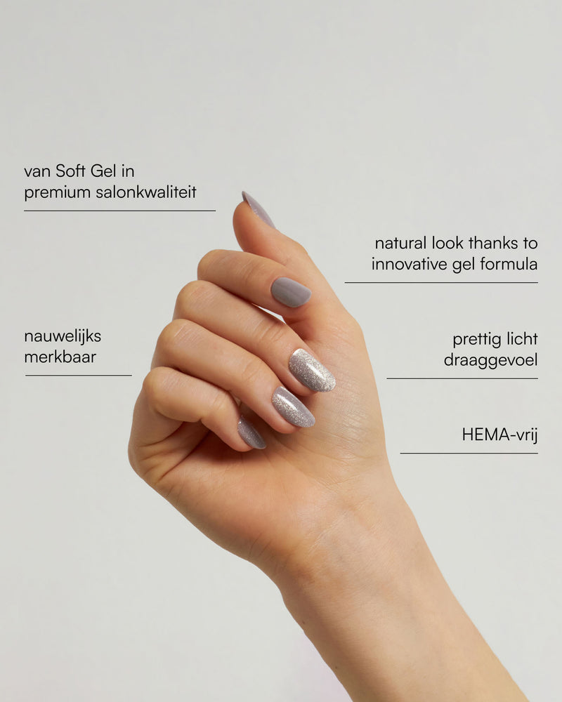 Grey Cat Eye Medium Round Soft Gel Press Ons - Doonails Netherlands