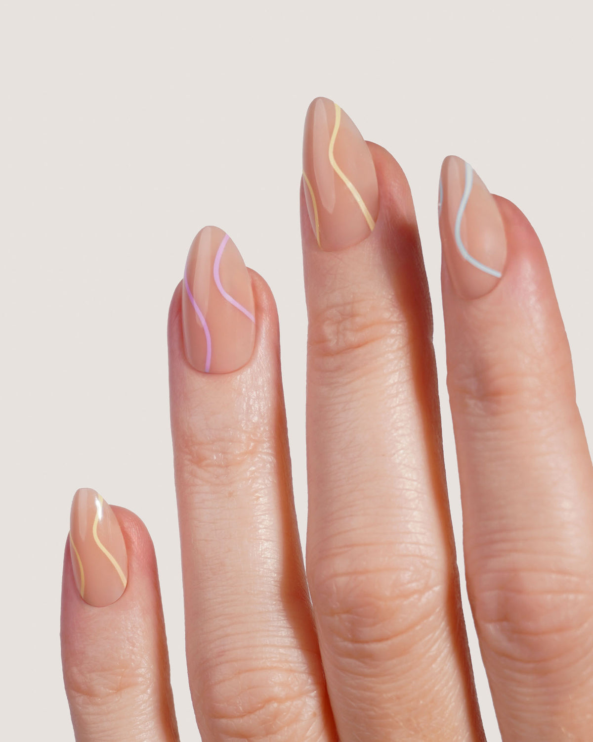 Pastel Swirl Short Almond Soft Gel Press Ons