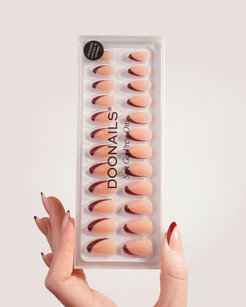 Red Slate French Short Almond Soft Gel Press Ons - Doonails Netherlands