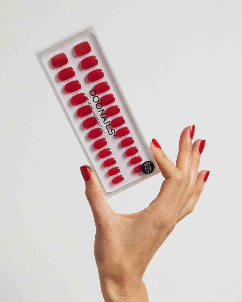 Rose Red Short Square Soft Gel Press Ons - Doonails Netherlands
