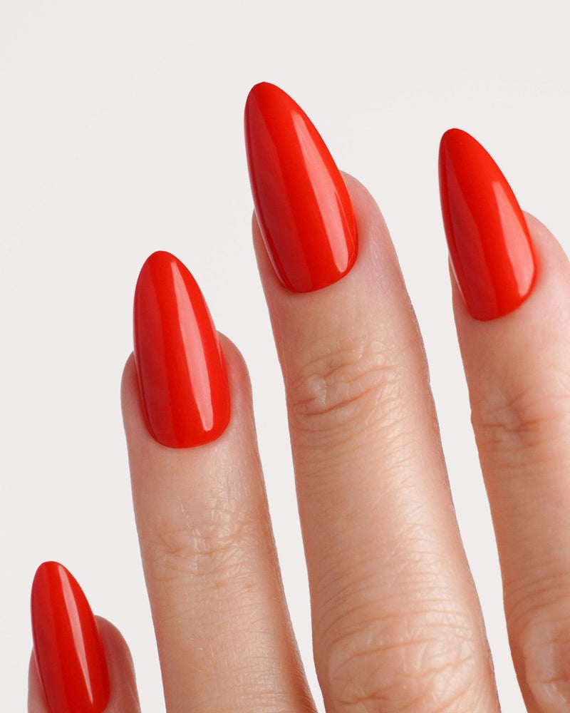 Rose Red Medium Almond Soft Gel Press Ons - Doonails Netherlands