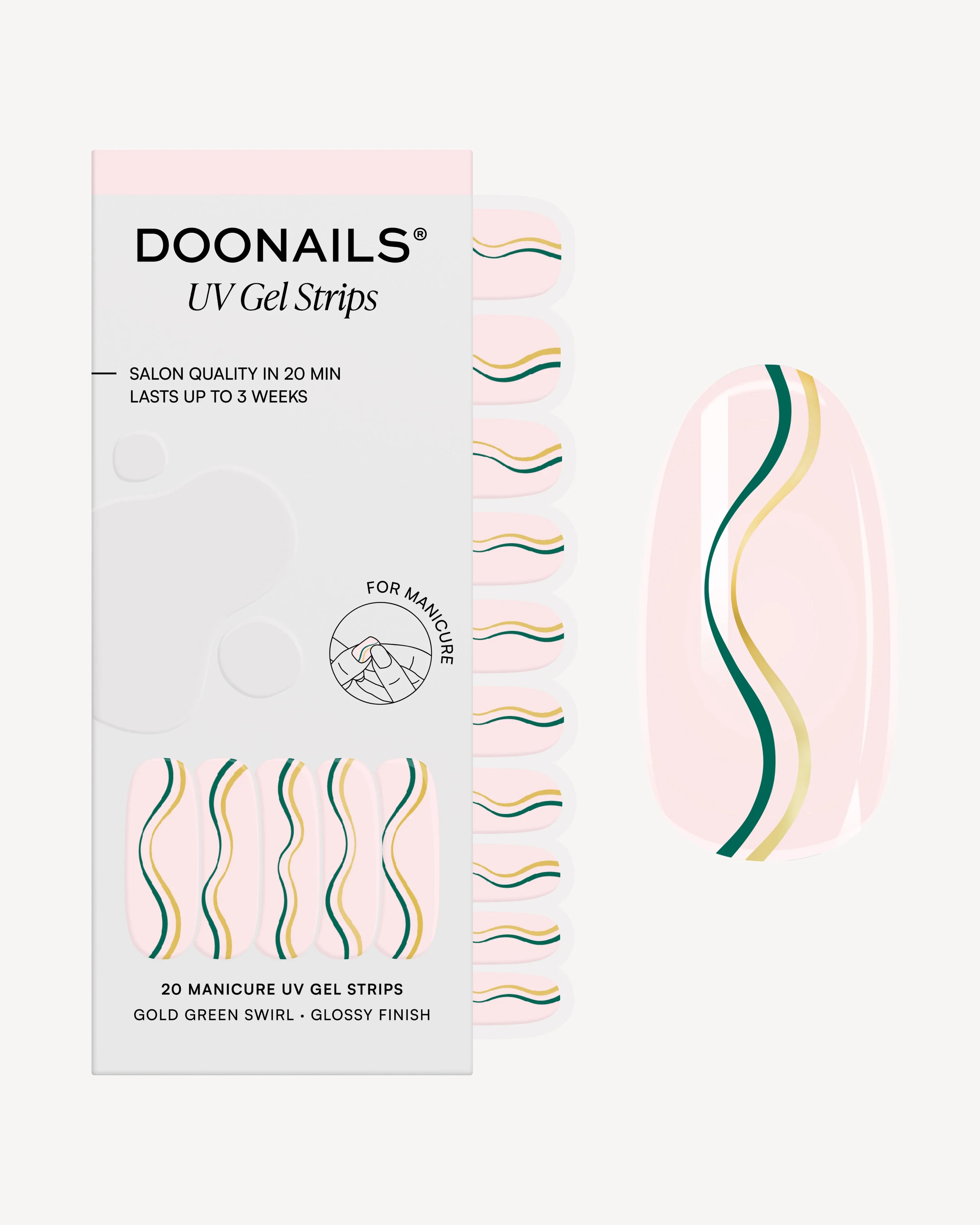 Gold Green Swirl UV Gel Strips