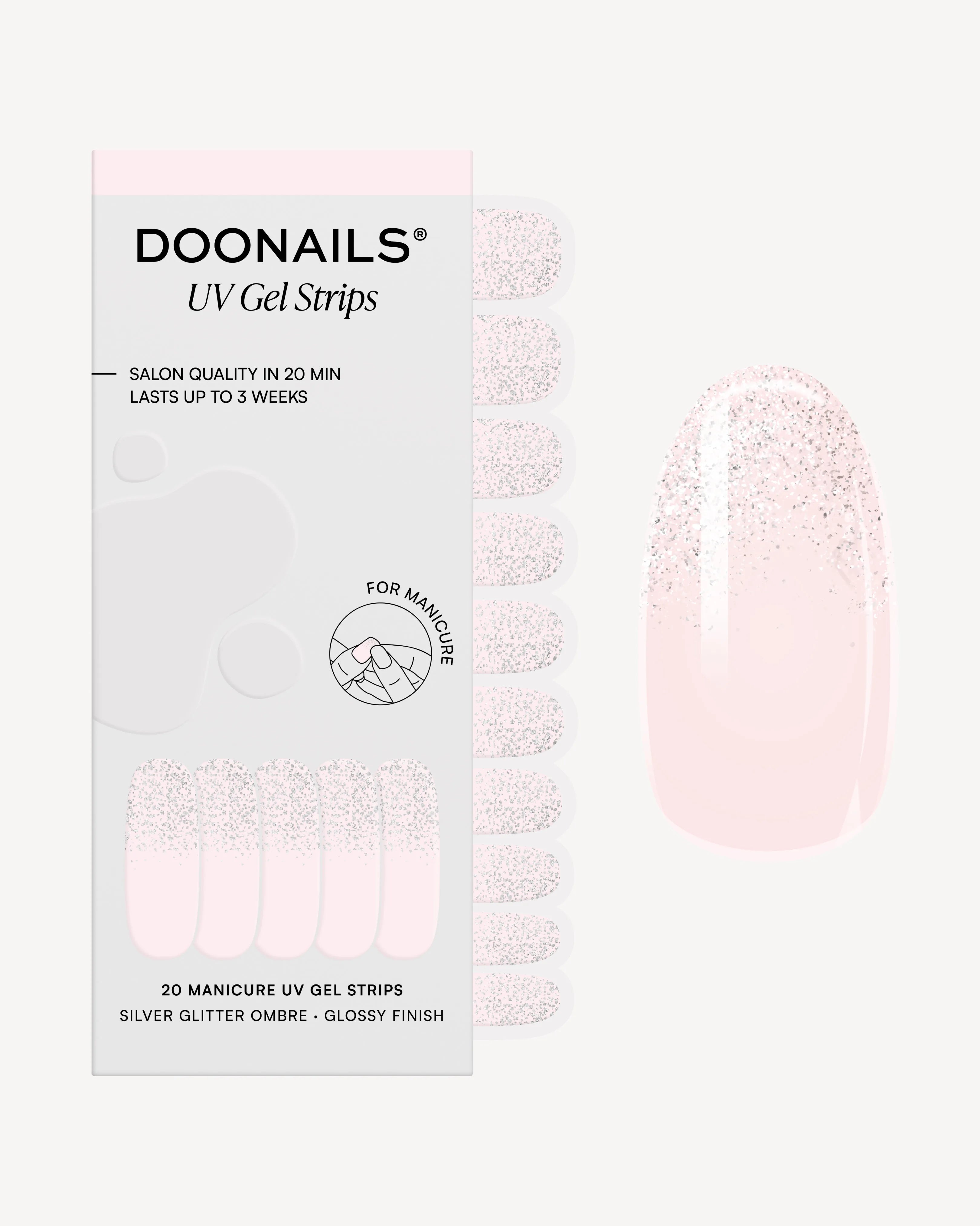 Silver Glitter Ombre UV Gel Strips