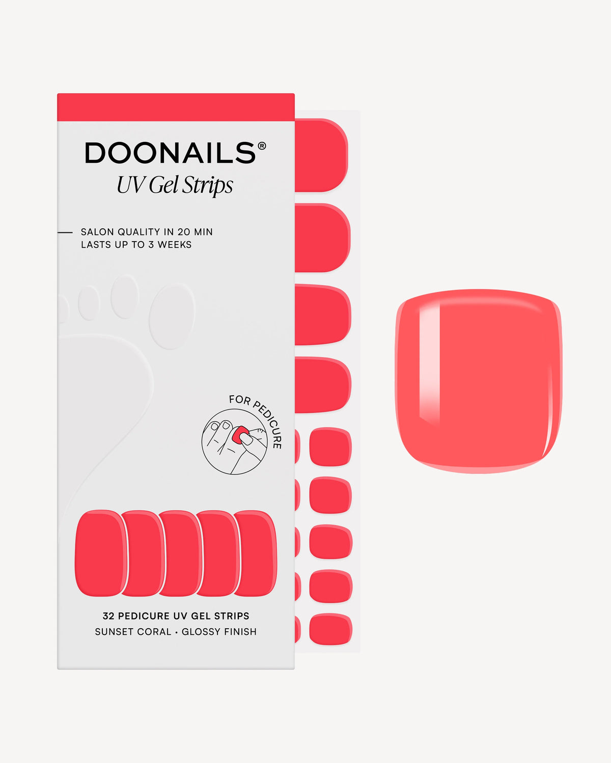 Sunset Coral Pedicure UV Gel Strips
