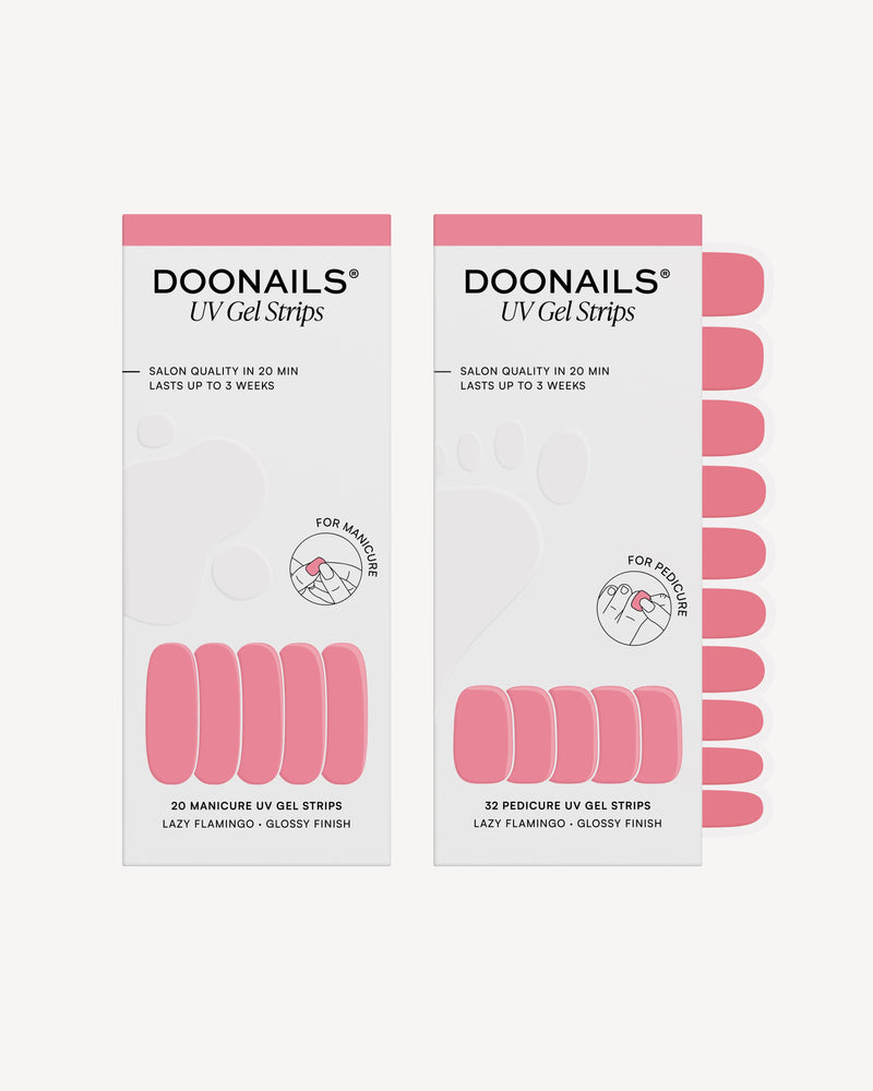 Lazy Flamingo Mani & Pedi Set - UV Gel Strips - Doonails